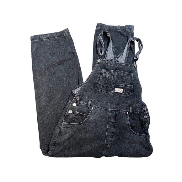Lana Roux Denim Overalls XL Women's Black Baggy Retro Style Bib Overalls - Picture 1 of 8